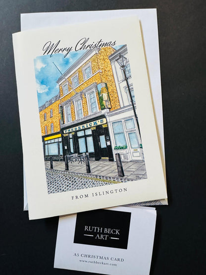 CHRISTMAS CARD - ISLINGTON FREDERICKS RESTAURANT - A5 Blank card & envelope