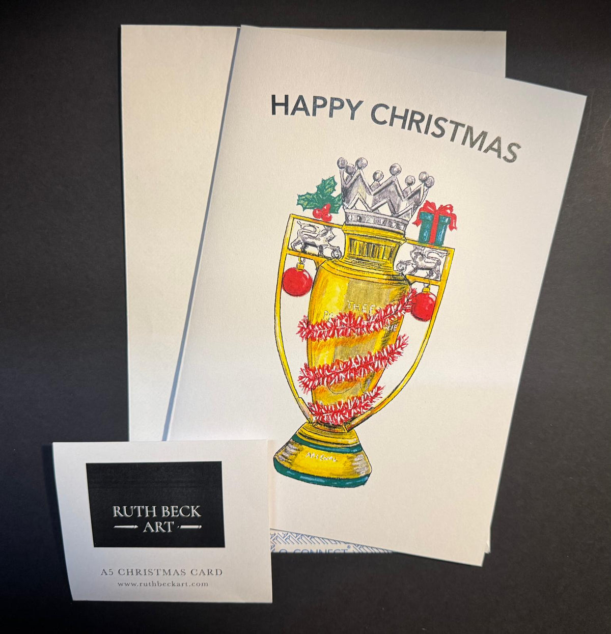 CHRISTMAS CARD - ARSENAL GOLDEN TROPHY - A5 Blank card & envelope
