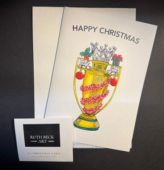 CHRISTMAS CARD - ARSENAL GOLDEN TROPHY - A5 Blank card & envelope