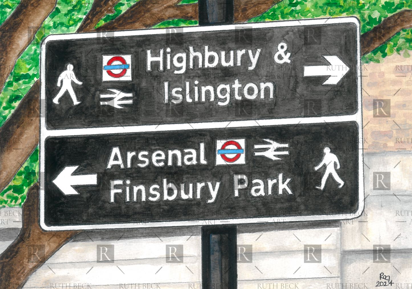 HIGHBURY & ARSENAL STREET SIGN - PRINT
