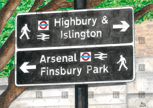 HIGHBURY & ARSENAL STREET SIGN - PRINT