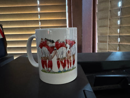 ARSENAL PLAYERS HUDDLE 11oz WHITE MUG