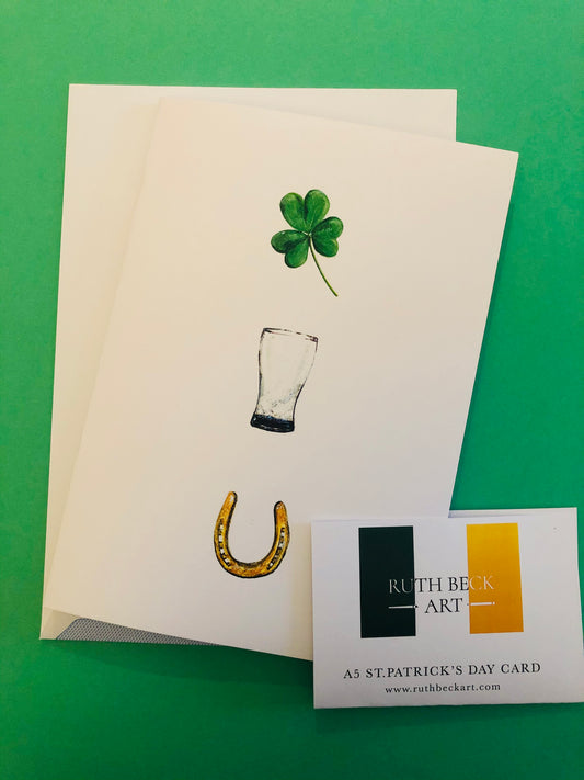 ST PATRICKS DAY CARD - TRI COLOUR - A5 Blank card & envelope
