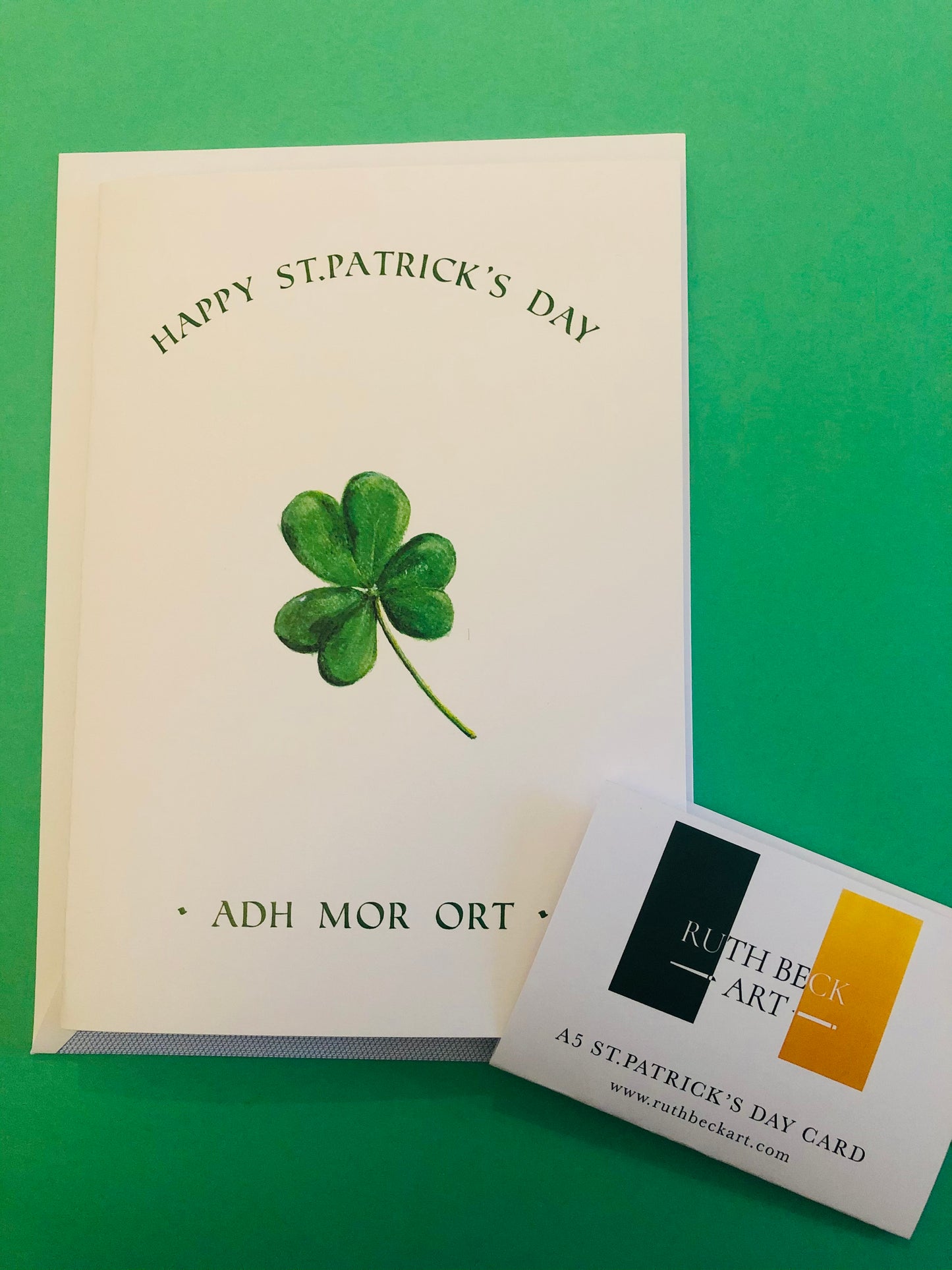 ST PATRICKS DAY CARD - SHAMROCK - A5 Blank card & envelope