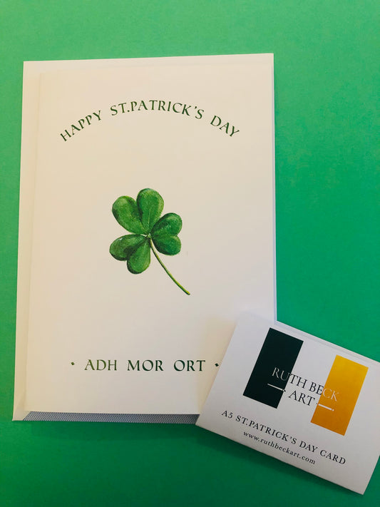 ST PATRICKS DAY CARD - SHAMROCK - A5 Blank card & envelope
