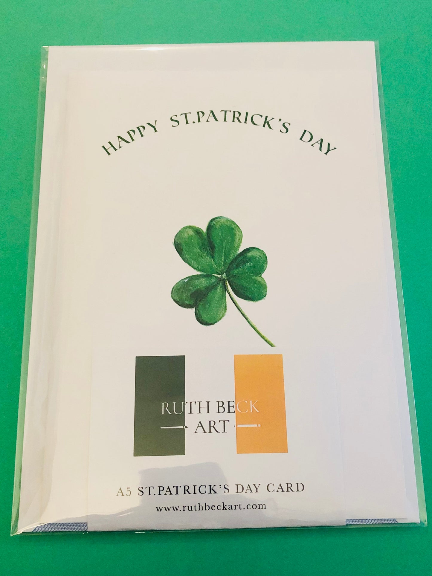 ST PATRICKS DAY CARD - SHAMROCK - A5 Blank card & envelope