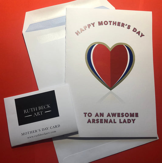 MOTHERS DAY ARSENAL HEART  - A5 Blank card & envelope