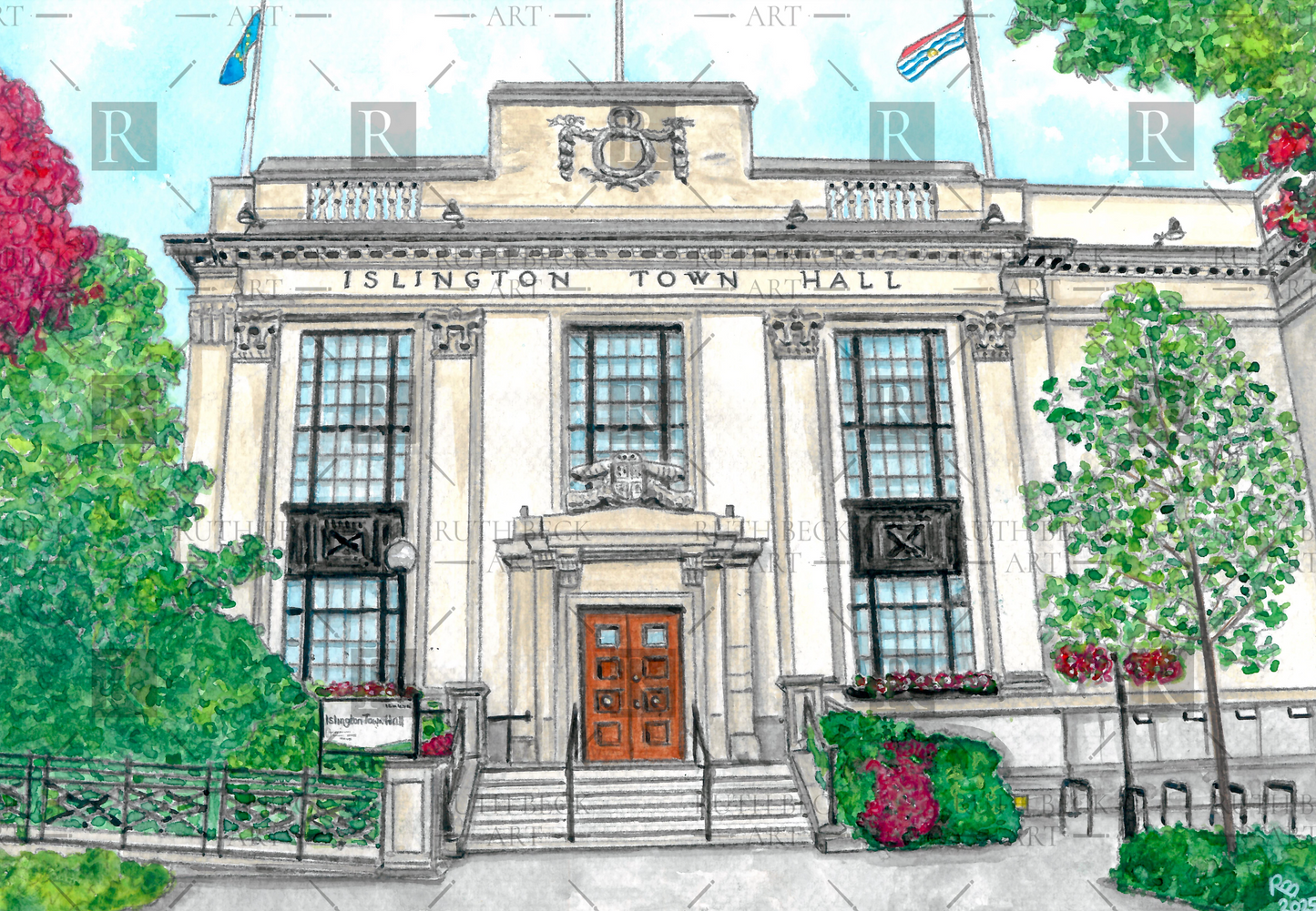 ISLINGTON TOWN HALL FRONT - PRINT