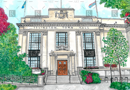 ISLINGTON TOWN HALL FRONT - PRINT