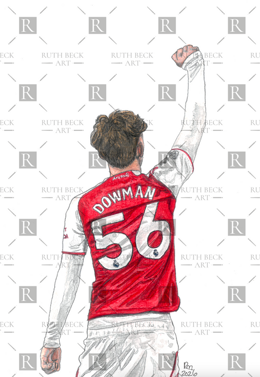 MAX DOWMAN CELEBRATING GOAL - ARSENAL - PRINT