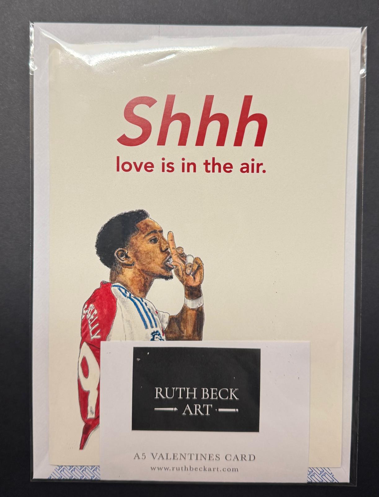VALENTINES CARD -MLS Shhh Love is in the Air - A5 Blank card & envelope