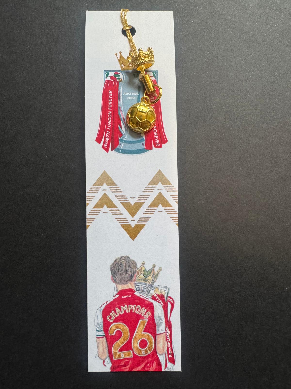 ARSENAL CHAMPIONS BOOKMARKS - With Gold Coloured Metal Charms