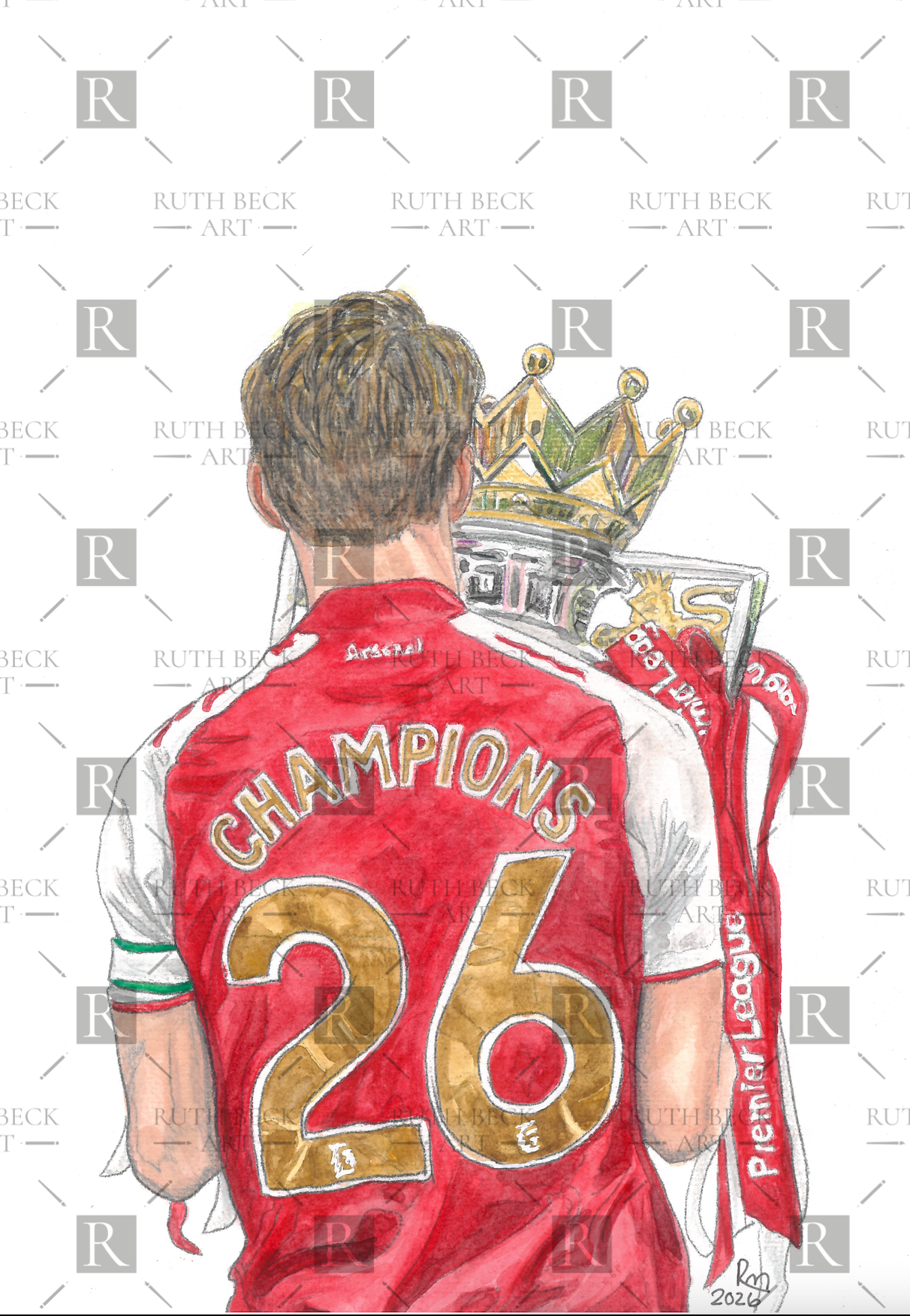 MARTIN ØDEGAARD RECEIVING THE PREMIER LEAGUE TROPHY - ARSENAL - PRINT