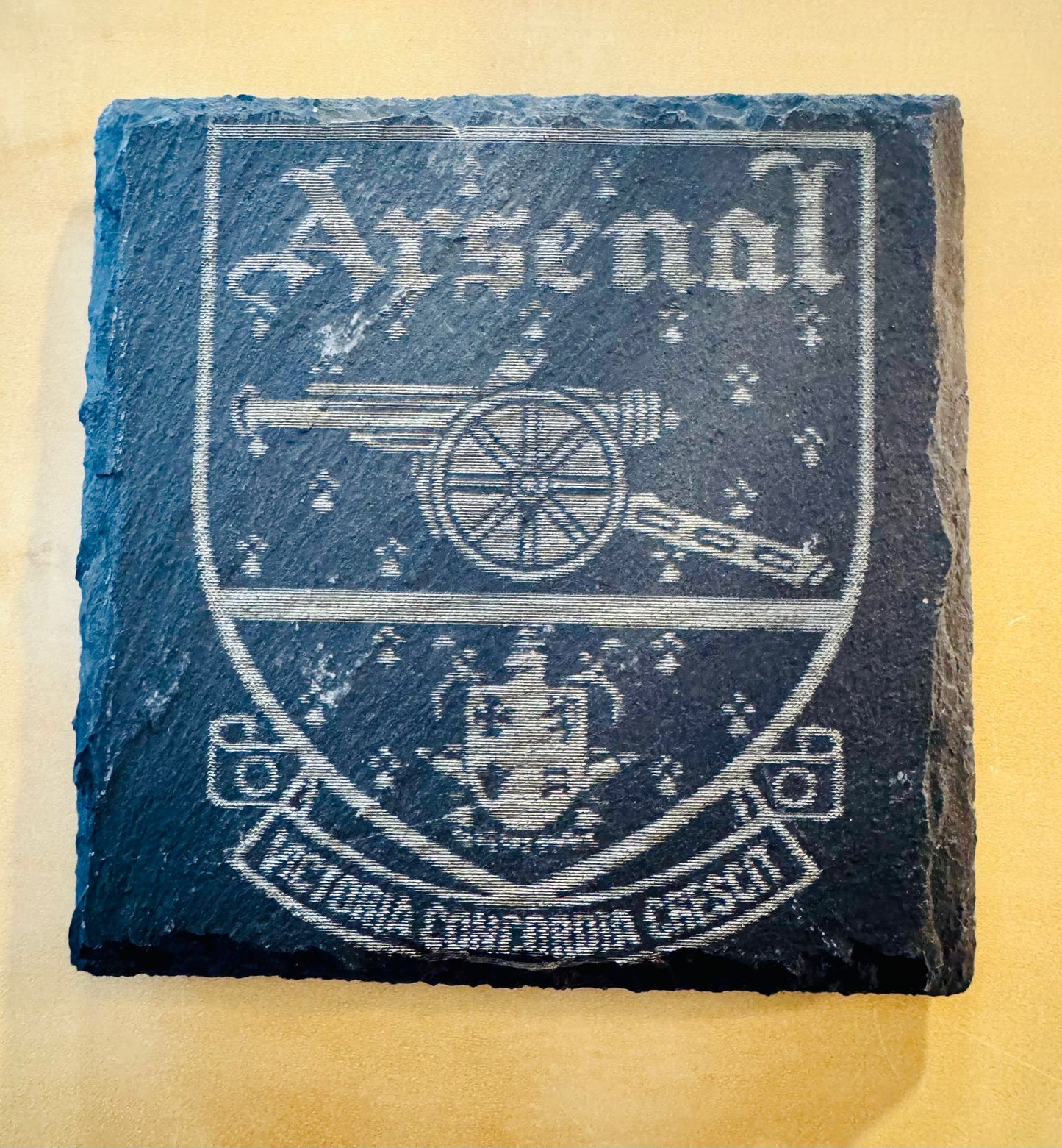 ARSENAL OLD CREST SLATE COASTER x 1. Charity Donation from Sale.
