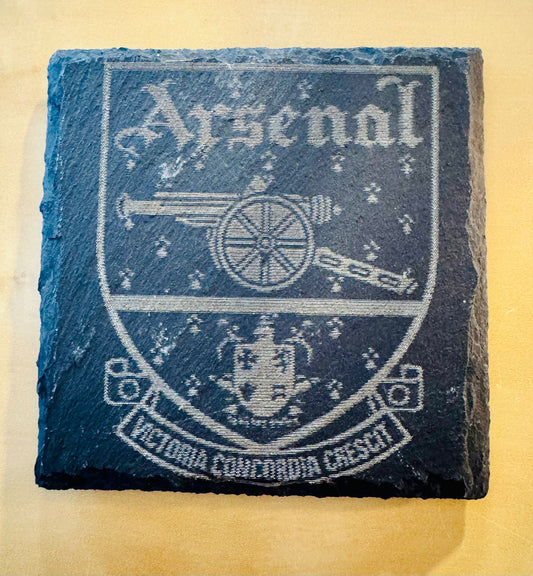 ARSENAL OLD CREST SLATE COASTER x 1. Charity Donation from Sale.