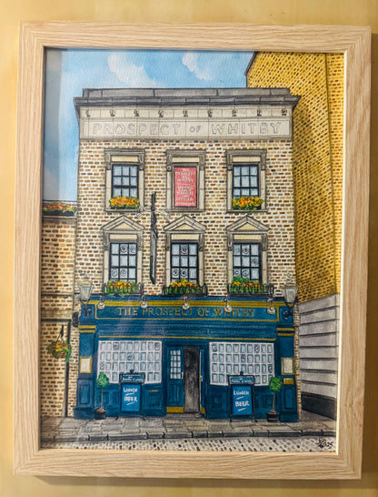 PROSPECT OF WHITBY PUB - ORIGINAL A3 WATERCOLOUR PAINTING