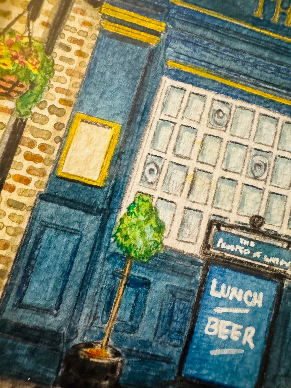 PROSPECT OF WHITBY PUB - ORIGINAL A3 WATERCOLOUR PAINTING