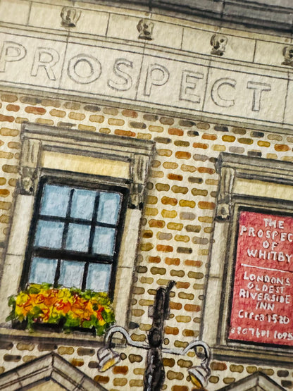 PROSPECT OF WHITBY PUB - ORIGINAL A3 WATERCOLOUR PAINTING
