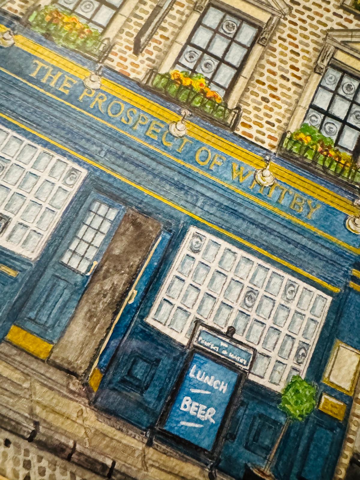 PROSPECT OF WHITBY PUB - ORIGINAL A3 WATERCOLOUR PAINTING