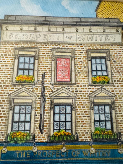 PROSPECT OF WHITBY PUB - ORIGINAL A3 WATERCOLOUR PAINTING