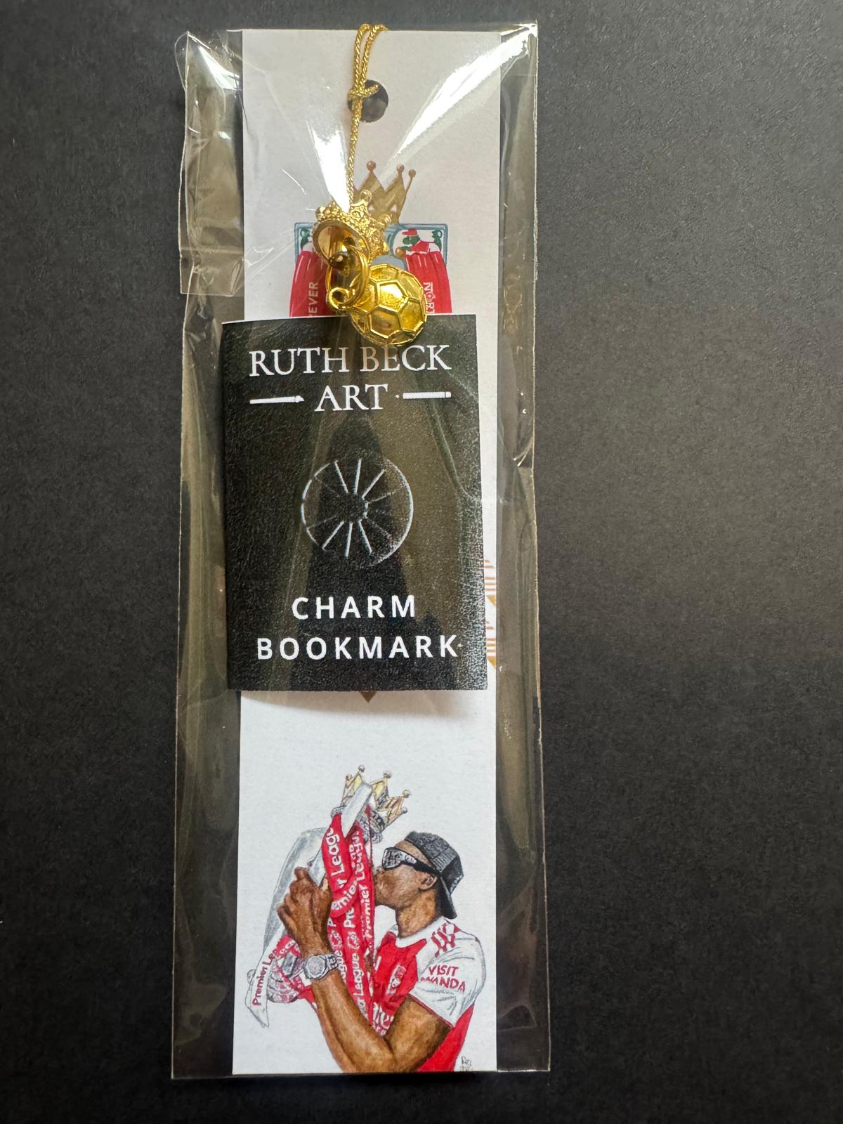 ARSENAL CHAMPIONS BOOKMARKS - With Gold Coloured Metal Charms