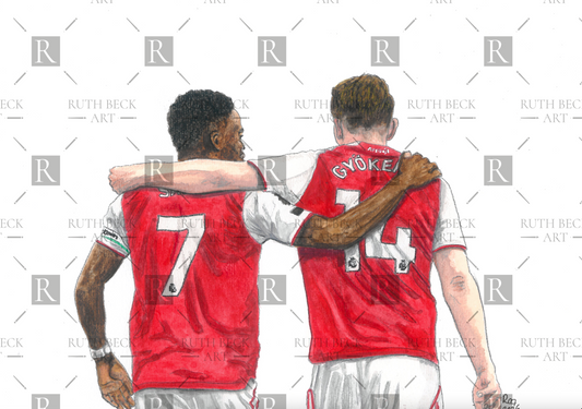 SAKA & GYOKERES CELEBRATING GOAL - ARSENAL - PRINT