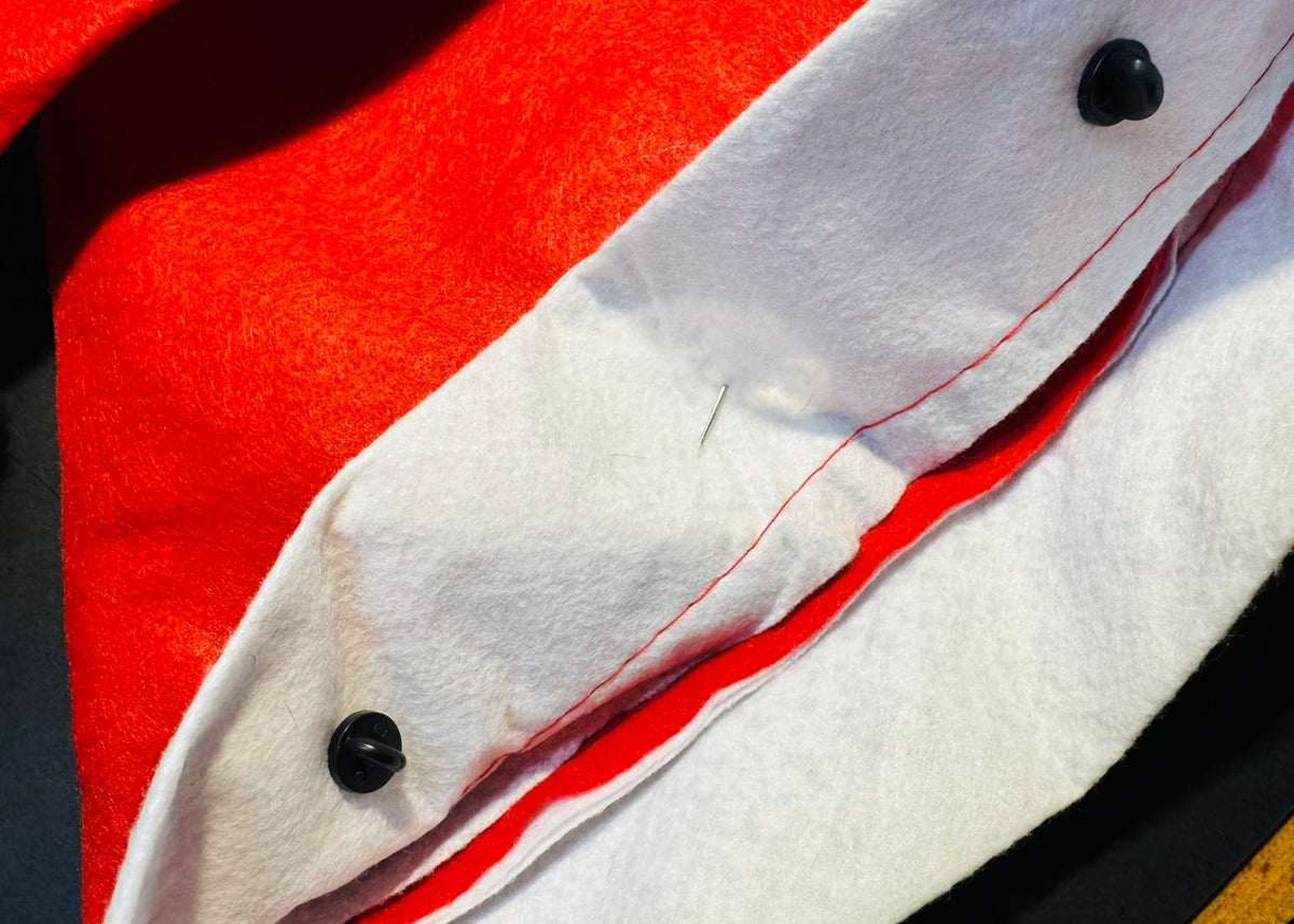 FABRIC SANTA HAT WITH 3 ARSENAL DESIGN BADGES - By Ruth Beck Art