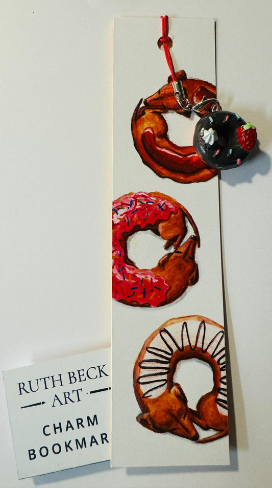 BOOKMARK - Sausage Dog 'Dough-Shunds' - With Acrylic Charm