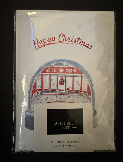 CHRISTMAS CARD - ARSENAL SNOWGLOBE - A5 Blank card & envelope