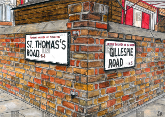 ST THOMAS'S ROAD & GILLESPIE ROAD SIGN - PRINT