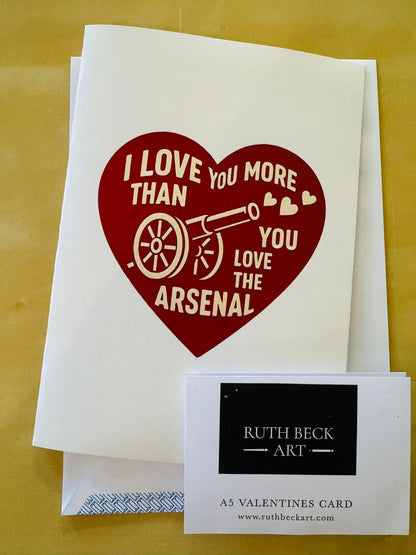 VALENTINES CARD - 'I LOVE YOU MORE' VINTAGE CANNON - A5 Blank card & envelope