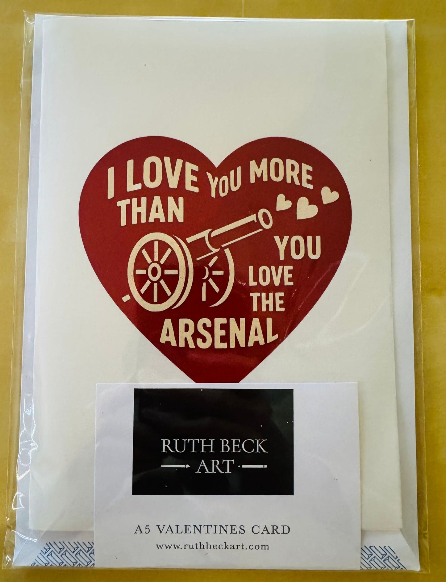 VALENTINES CARD - 'I LOVE YOU MORE' VINTAGE CANNON - A5 Blank card & envelope