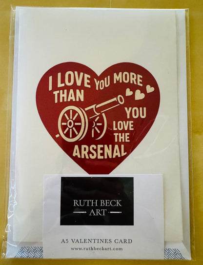 VALENTINES CARD - 'I LOVE YOU MORE' VINTAGE CANNON - A5 Blank card & envelope