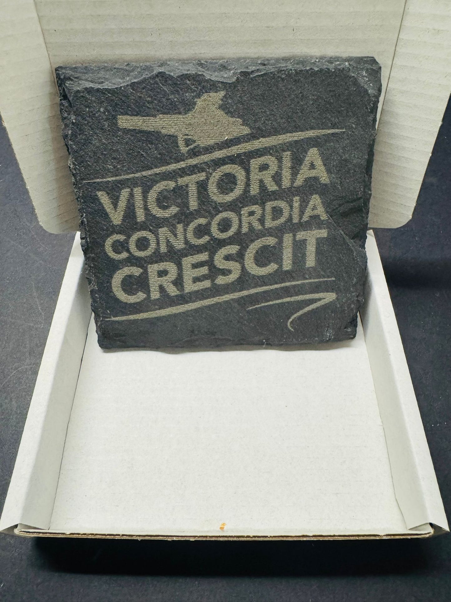 VCC SLATE COASTER x 1. Charity Donation from Sale.
