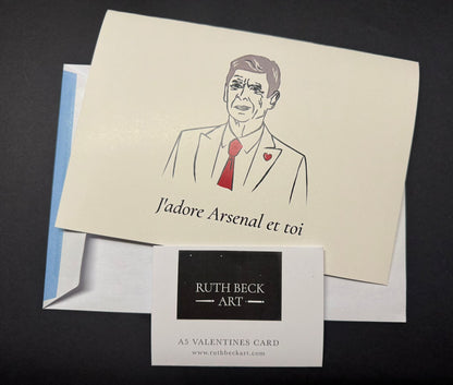 VALENTINES CARD - WENGER 'I ADORE ARSENAL AND YOU' - A5 Blank card & envelope