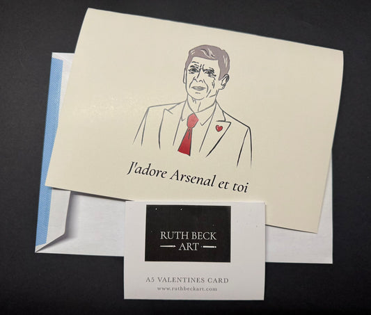 VALENTINES CARD - WENGER 'I ADORE ARSENAL AND YOU' - A5 Blank card & envelope