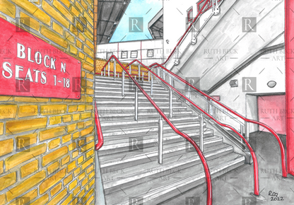 WEST STAND STEPS - ARSENAL STADIUM HIGHBURY - PRINT