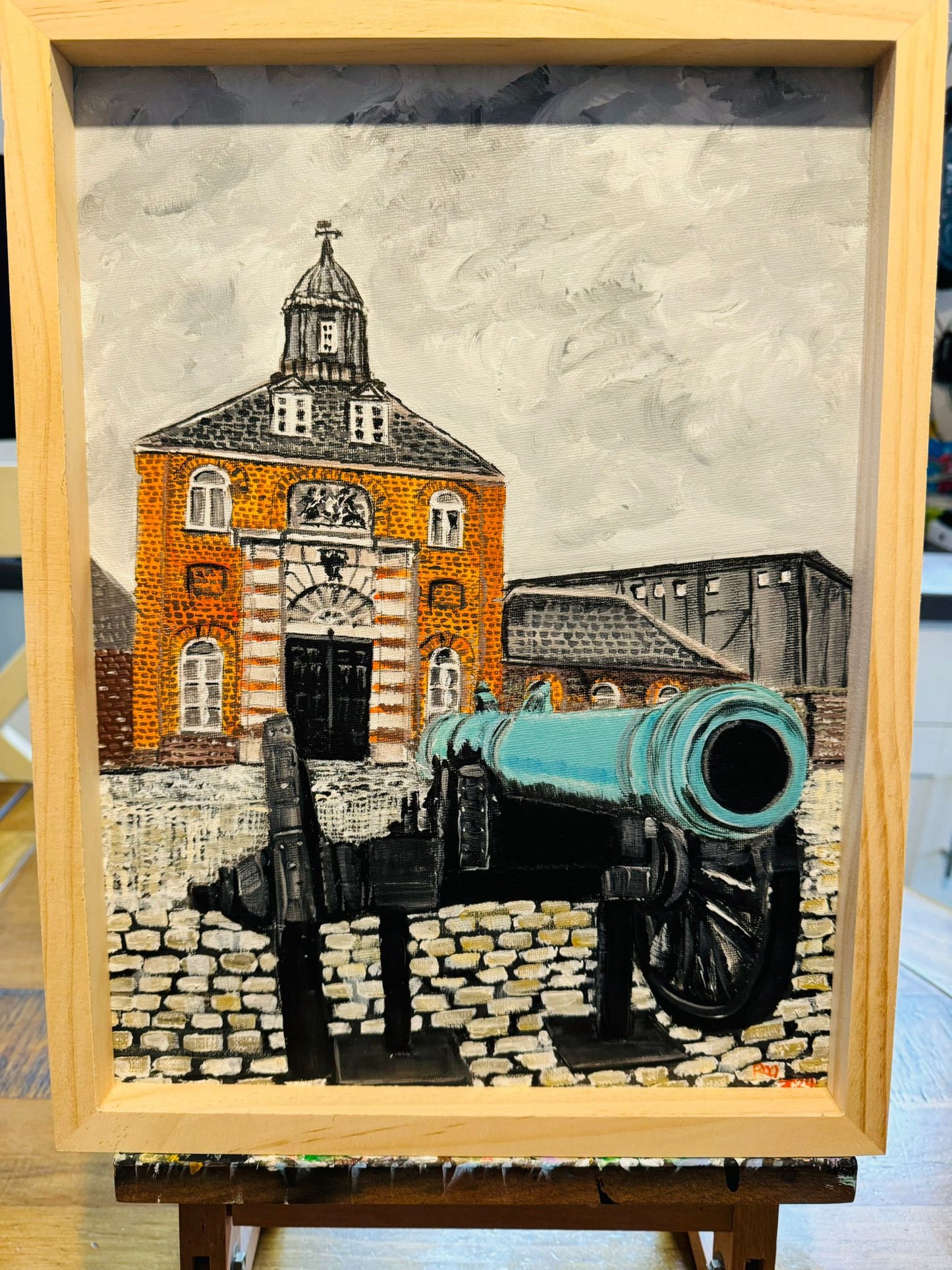 ROYAL ARSENAL WOOLWICH CANNON - ORIGINAL ACRYLIC PAINTING