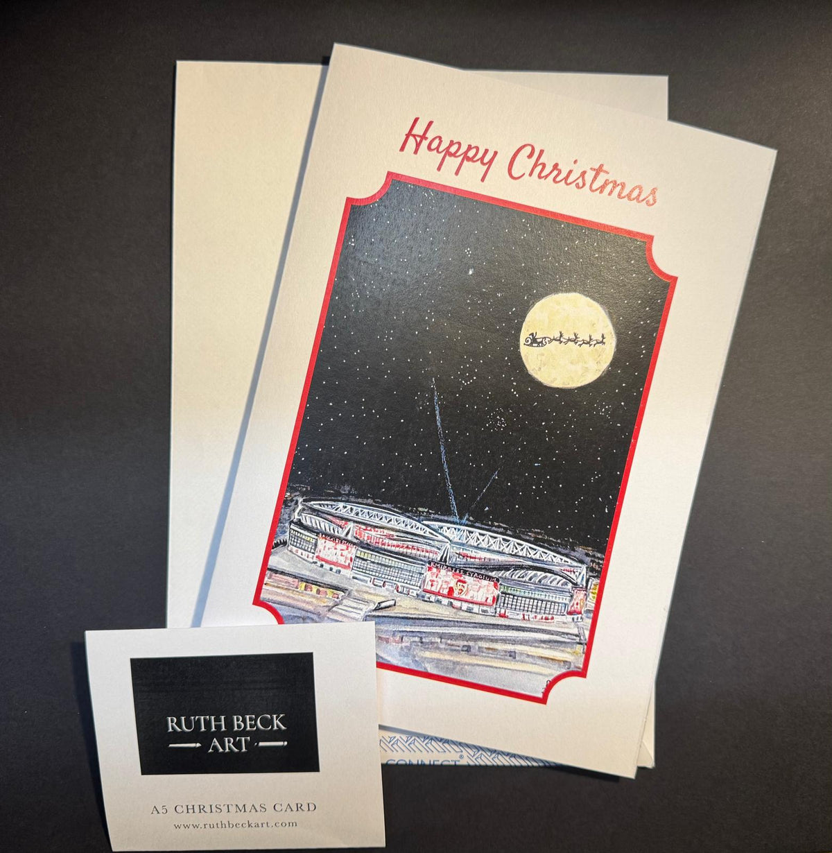 CHRISTMAS CARD - ARSENAL SANTA MOON - A5 Blank card & envelope