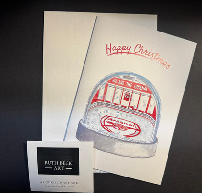CHRISTMAS CARD - ARSENAL SNOWGLOBE - A5 Blank card & envelope