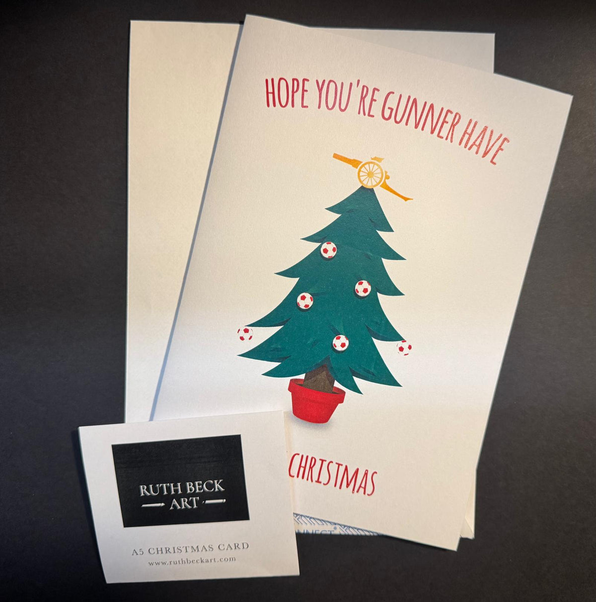 CHRISTMAS CARD - ARSENAL CHRISTMAS TREE - A5 Blank card & envelope