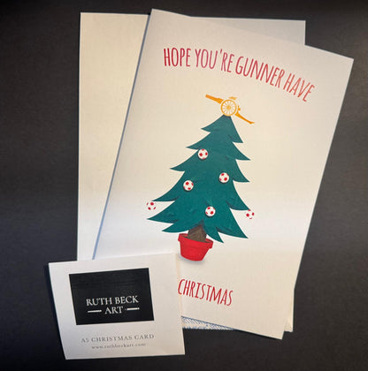 CHRISTMAS CARD - ARSENAL CHRISTMAS TREE - A5 Blank card & envelope