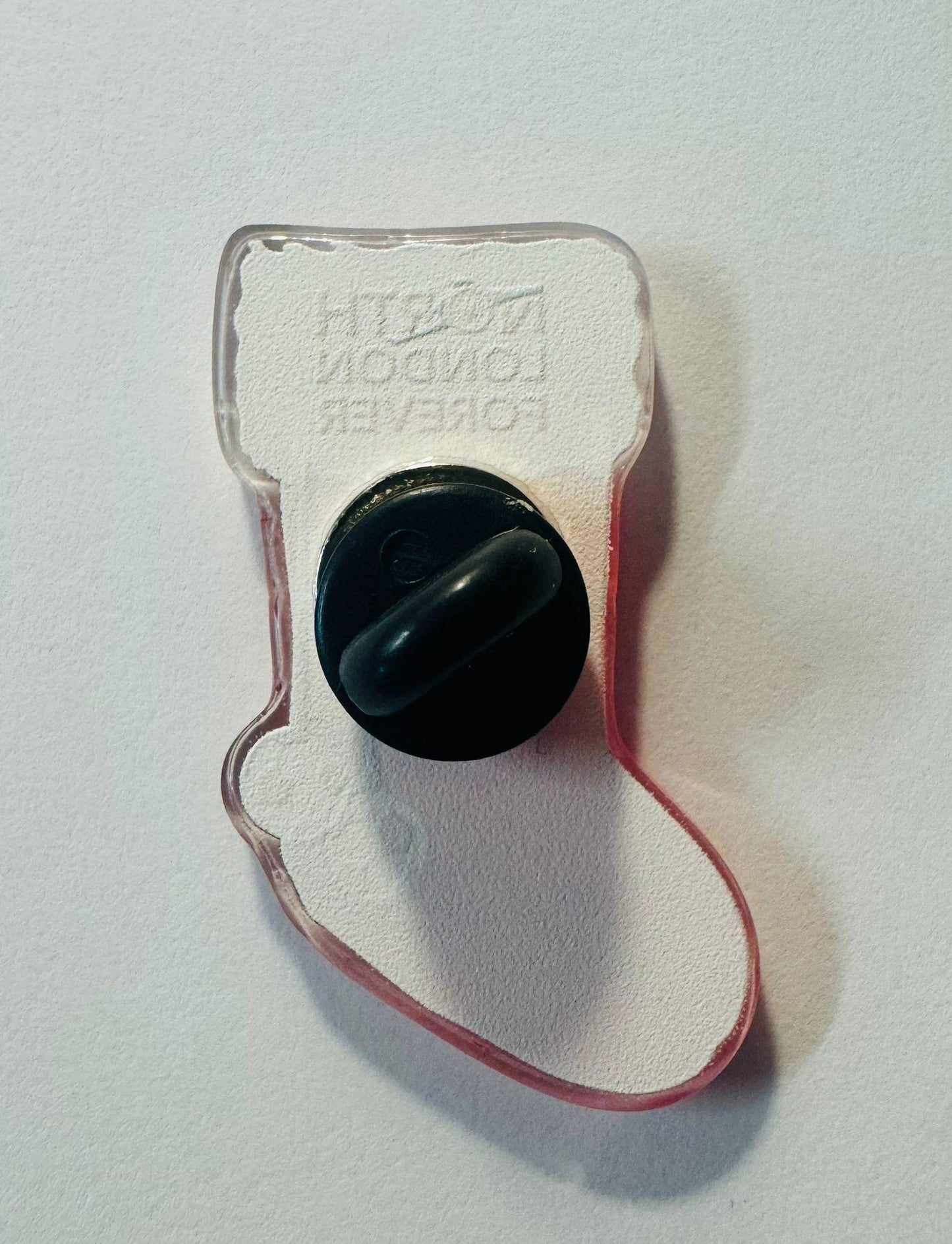 CHRISTMAS STOCKING BADGE -  With North London Forever logo - Custom Pin Badge - By Ruth Beck Art